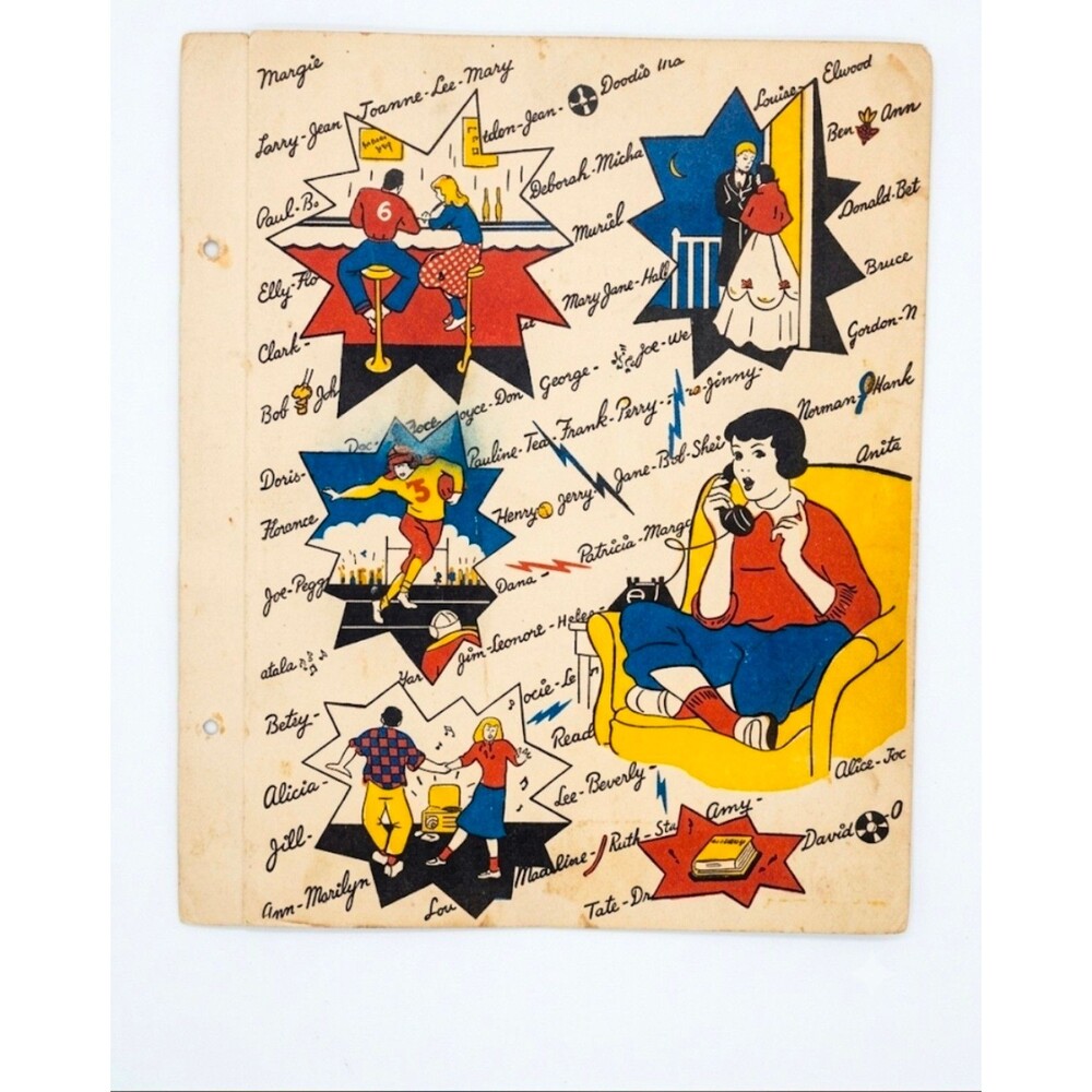 Vintage 1950s High School Scrapbook Cover - Premier Mfg "Girl Talk" Autograph